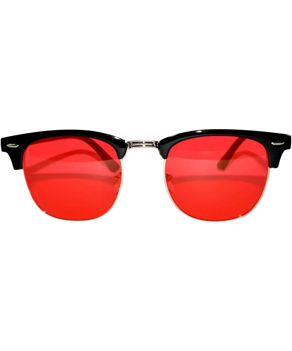 Aviator Brow Bar Flat Mirror Multicolor Lens Sunglasses Metal Frame - Grd_silver_red - C81822C7ROK $7.51 Cat Eye