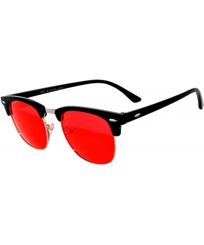 Aviator Brow Bar Flat Mirror Multicolor Lens Sunglasses Metal Frame - Grd_silver_red - C81822C7ROK $7.51 Cat Eye