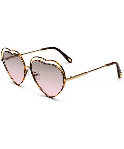 Men's & Women's Glasses Metal Frame Colored Gradient Lens Sunglasses - Leopard Grain Powder - CI18EUYENLZ $10.62 Rimless