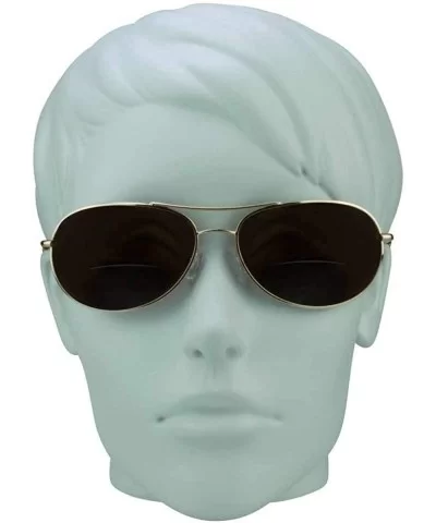 Dark Tinted Bifocal Aviator Sunglass Readers Wide Frame Metal Wire - Gold - C41936G0OEC $7.91 Oval