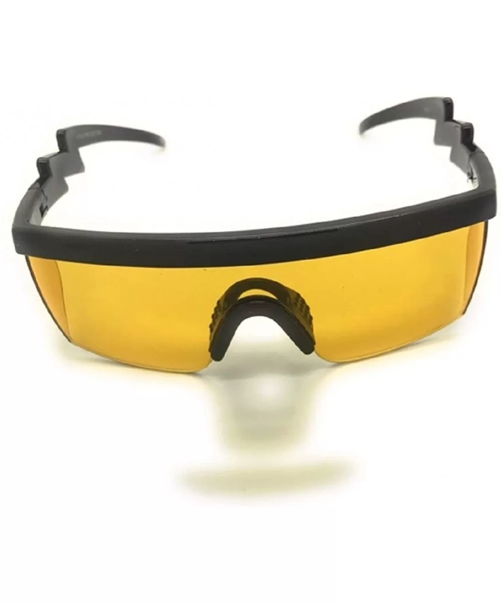 Retro Rainbow Mirrored Lens ZigZag Sunglasses Cheaper than Pit Vipers Goggle Style - Black Yellow - CO18XIG6T6C $7.88 Semi-ri...