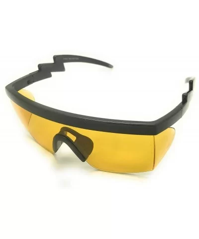 Retro Rainbow Mirrored Lens ZigZag Sunglasses Cheaper than Pit Vipers Goggle Style - Black Yellow - CO18XIG6T6C $7.88 Semi-ri...