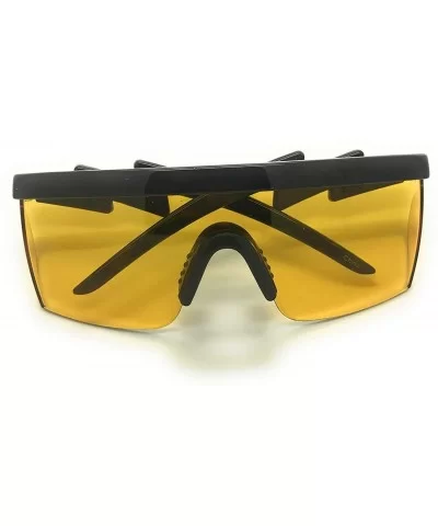 Retro Rainbow Mirrored Lens ZigZag Sunglasses Cheaper than Pit Vipers Goggle Style - Black Yellow - CO18XIG6T6C $7.88 Semi-ri...