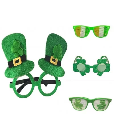 St. Patrick's Day Green Irish Adult Festival Funny Shamrock Green Hat Glasses - C - CV18ODZGCQZ $5.21 Oversized