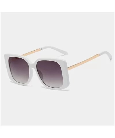 Oversized Square Sunglasses for Women UV400 - C7 White Gray - CM198EAXSIY $11.91 Oversized