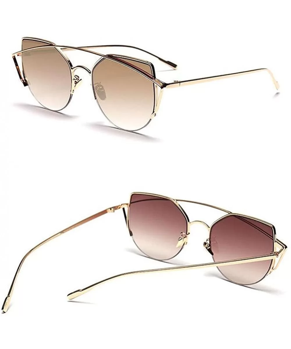 New Elegant Retro Women Eyewear Vintage Men Goggles Metal Frame UV400 Sunglasses - Gold Frame/Tawny - C212KCV0CVZ $6.84 Goggle