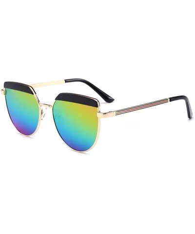 Alloy Sunglasses Men Vintage Classic Sun Glasses Metal Mirror Sunglasses - Gold Rainbow - C718S6MXR4K $7.89 Square