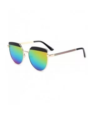 Alloy Sunglasses Men Vintage Classic Sun Glasses Metal Mirror Sunglasses - Gold Rainbow - C718S6MXR4K $7.89 Square