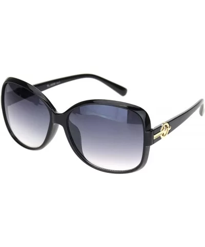 Womens 90s Jewel Buckle Design Rectangular Butterfly Sunglasses - Black Smoke - CT18NWSOKW7 $9.08 Butterfly