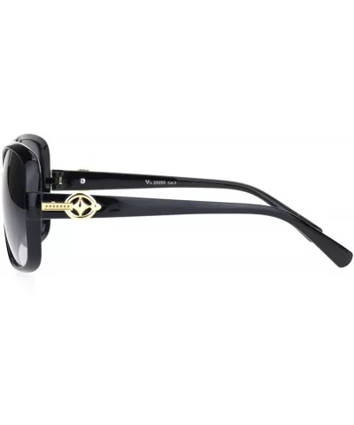 Womens 90s Jewel Buckle Design Rectangular Butterfly Sunglasses - Black Smoke - CT18NWSOKW7 $9.08 Butterfly