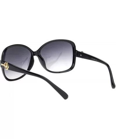 Womens 90s Jewel Buckle Design Rectangular Butterfly Sunglasses - Black Smoke - CT18NWSOKW7 $9.08 Butterfly