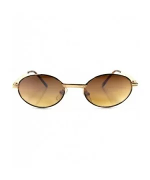 Old Fashion Vintage Retro 80s Hip Indie Mens Womens Gold Round Oval Sunglasses - Gold / Brown - CI1892756MA $17.74 Round