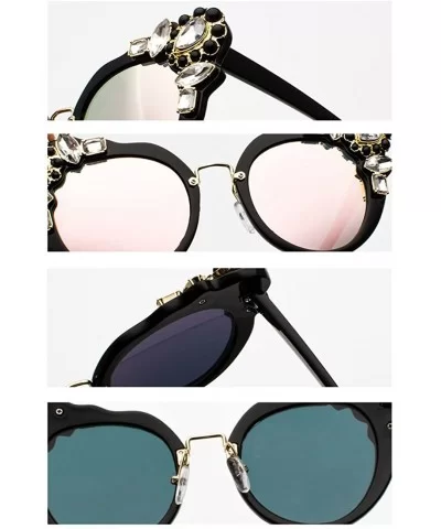 Ms. Oversized Frame Retro Cat Eye Sunglasses Fashion Design - Black Mercury Film - C018EQEUAQZ $9.40 Semi-rimless