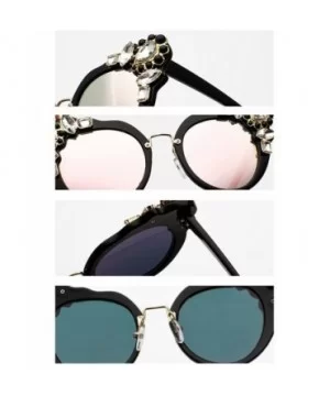 Ms. Oversized Frame Retro Cat Eye Sunglasses Fashion Design - Black Mercury Film - C018EQEUAQZ $9.40 Semi-rimless