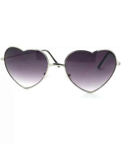 Metal Frame Heart Shape Sunglasses - Silver - CK11YJYKBWH $5.10 Round