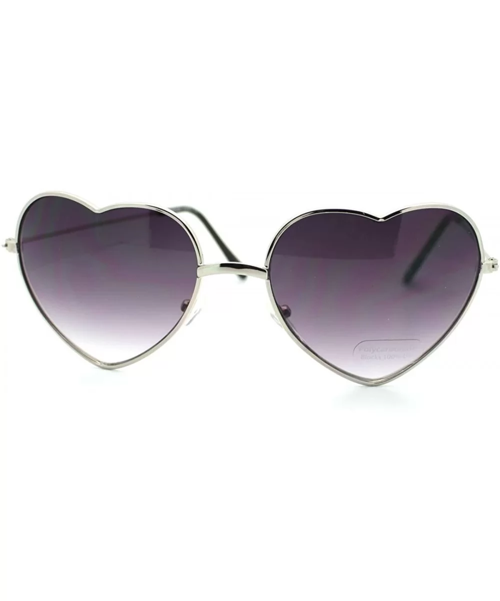 Metal Frame Heart Shape Sunglasses - Silver - CK11YJYKBWH $5.10 Round