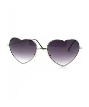 Metal Frame Heart Shape Sunglasses - Silver - CK11YJYKBWH $5.10 Round