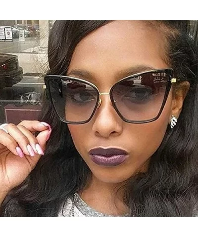 Cat Eye Sunglasses Women Vintage Metal Glasses for Women Mirror Retro Sun Woman Uv400 Women's Sunglasses - CT198O7HDNS $32.72...