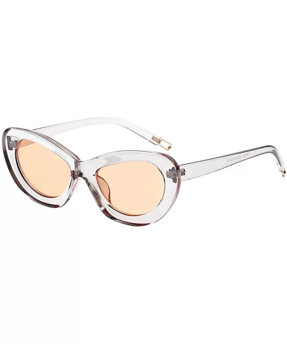 Womens Fashion Cat Eye Small Frame Sunglasses Oval Vintage Sunglasses Eyeglasses - B - C418TQUA9QG $4.51 Oval