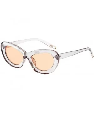 Womens Fashion Cat Eye Small Frame Sunglasses Oval Vintage Sunglasses Eyeglasses - B - C418TQUA9QG $4.51 Oval