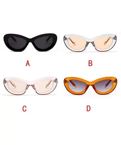 Womens Fashion Cat Eye Small Frame Sunglasses Oval Vintage Sunglasses Eyeglasses - B - C418TQUA9QG $4.51 Oval