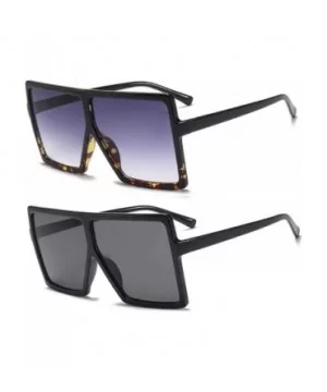 Oversized Square Frame Sunglasses for Womens Flat Top Shades Sunglasses - Ieopard+black - CN18L3Y0EG2 $11.55 Square