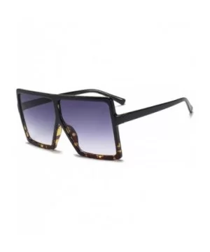 Oversized Square Frame Sunglasses for Womens Flat Top Shades Sunglasses - Ieopard+black - CN18L3Y0EG2 $11.55 Square