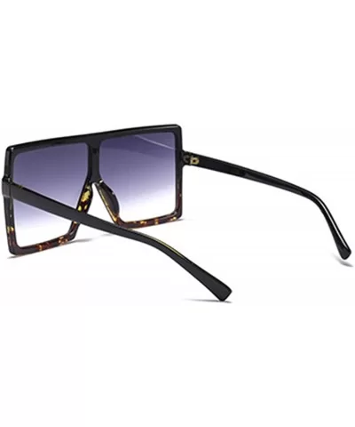 Oversized Square Frame Sunglasses for Womens Flat Top Shades Sunglasses - Ieopard+black - CN18L3Y0EG2 $11.55 Square