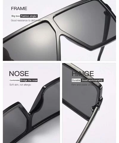 Oversized Square Frame Sunglasses for Womens Flat Top Shades Sunglasses - Ieopard+black - CN18L3Y0EG2 $11.55 Square