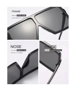 Oversized Square Frame Sunglasses for Womens Flat Top Shades Sunglasses - Ieopard+black - CN18L3Y0EG2 $11.55 Square