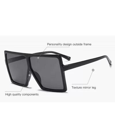 Oversized Square Frame Sunglasses for Womens Flat Top Shades Sunglasses - Ieopard+black - CN18L3Y0EG2 $11.55 Square