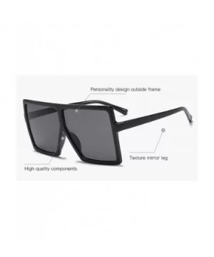 Oversized Square Frame Sunglasses for Womens Flat Top Shades Sunglasses - Ieopard+black - CN18L3Y0EG2 $11.55 Square