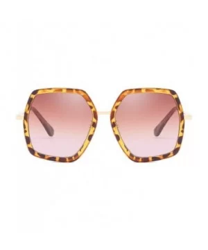 Oversized Square Sunglasses for Women Hexagon Inspired Designer Style Shades - Leopard - CO18WO94D6K $10.35 Round