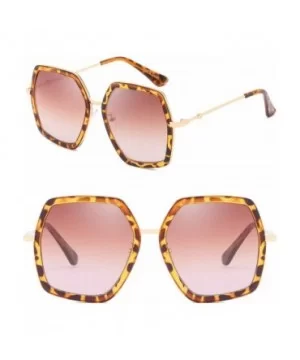 Oversized Square Sunglasses for Women Hexagon Inspired Designer Style Shades - Leopard - CO18WO94D6K $10.35 Round