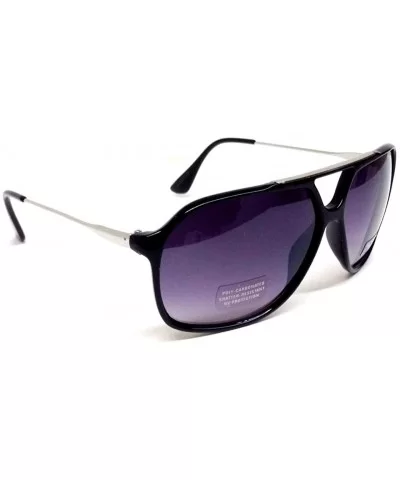 Black & Silver Mobster Aviator Sunglasses Dark Lenses - CK11UOIP1MH $6.80 Aviator