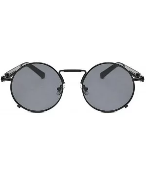 2019 New Fashion Personality Punk Style Retro Round Metal Frame Unisex Sunglasses - Black - C118NS5WXYI $7.24 Round