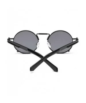 2019 New Fashion Personality Punk Style Retro Round Metal Frame Unisex Sunglasses - Black - C118NS5WXYI $7.24 Round