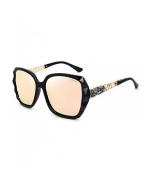 Oversized Sunglasses for Women Polarized UV Protection Classic Fashion Ladies Shades - L6-black Frame/Pink Lens - CS185K0YLY3...