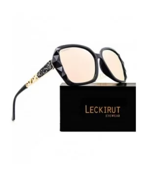 Oversized Sunglasses for Women Polarized UV Protection Classic Fashion Ladies Shades - L6-black Frame/Pink Lens - CS185K0YLY3...