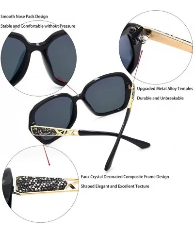 Oversized Sunglasses for Women Polarized UV Protection Classic Fashion Ladies Shades - L6-black Frame/Pink Lens - CS185K0YLY3...