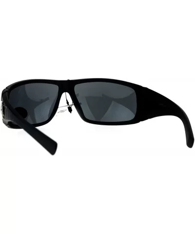 Sunglasses Mens Biker Wrap Around Shield Frame Spider Webs - Matte Black (Black) - CX186OWWKZ9 $10.56 Shield