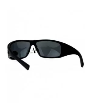 Sunglasses Mens Biker Wrap Around Shield Frame Spider Webs - Matte Black (Black) - CX186OWWKZ9 $10.56 Shield