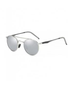 Unisex Vintage Round Sunglasses Double Bridge Men Women Polarized Aviator Sunglasses A540 - Silver-silver - CR18IWQ22MD $11.7...