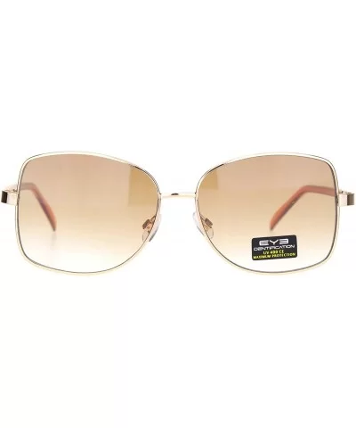 Womens Rectangular Metal Rim Butterfly Diva Pop Color Sunglasses - Gold Brown - CE18O3ETL0O $9.99 Rectangular