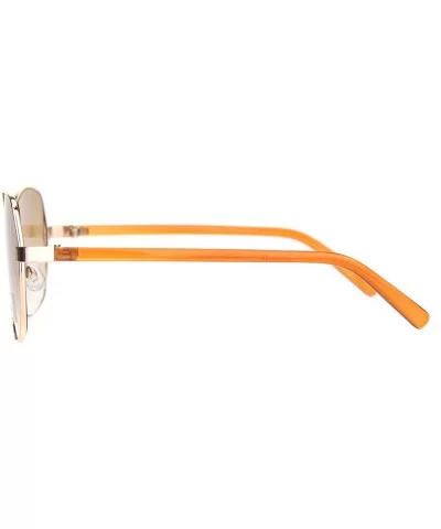 Womens Rectangular Metal Rim Butterfly Diva Pop Color Sunglasses - Gold Brown - CE18O3ETL0O $9.99 Rectangular