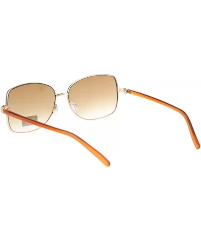 Womens Rectangular Metal Rim Butterfly Diva Pop Color Sunglasses - Gold Brown - CE18O3ETL0O $9.99 Rectangular