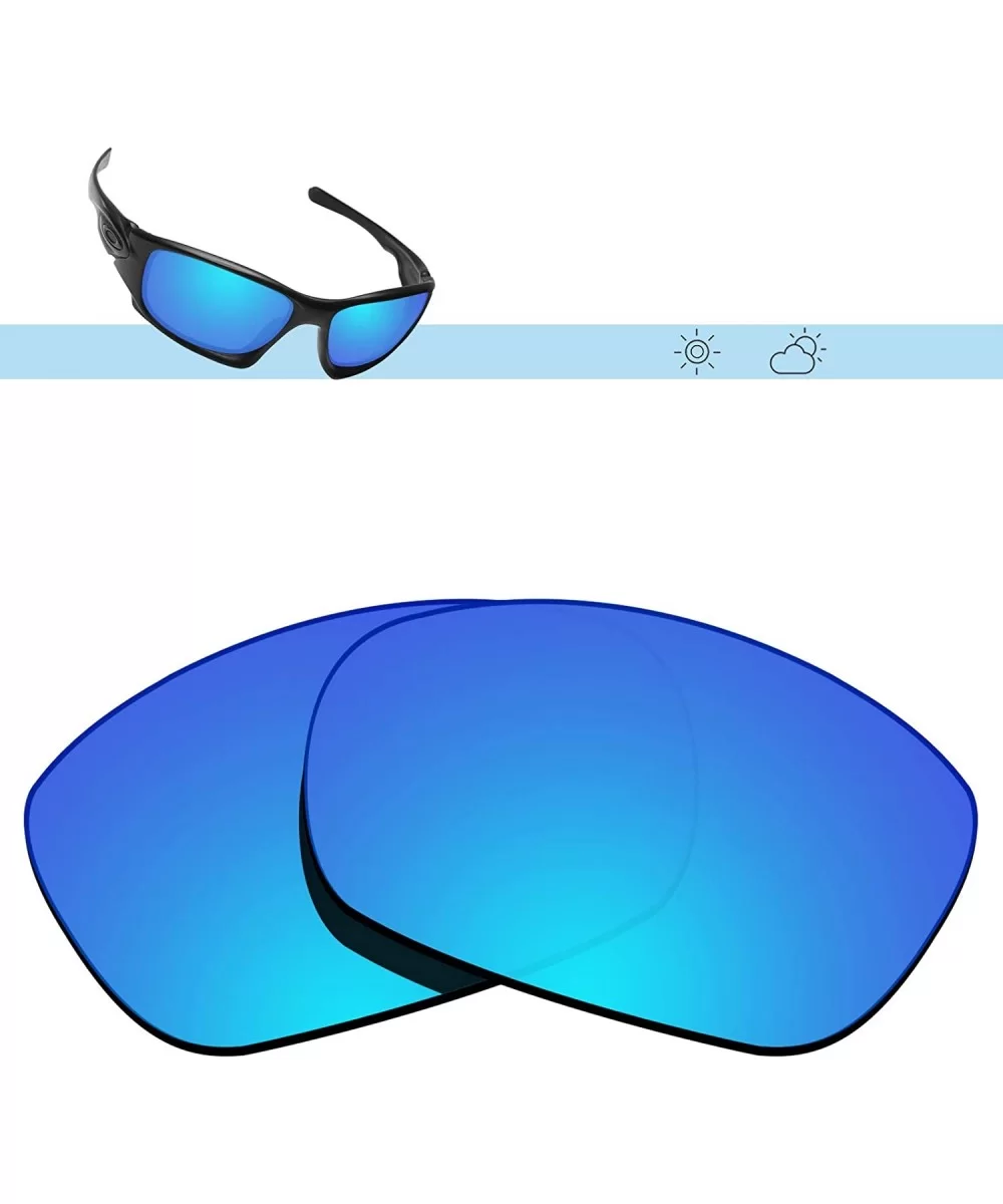 100% Precise-Fit Replacement Sunglass Lenses Ten X OO9128 - Polarized Ice Blue Mirror - CG18CK6ZAZA $11.41 Sport