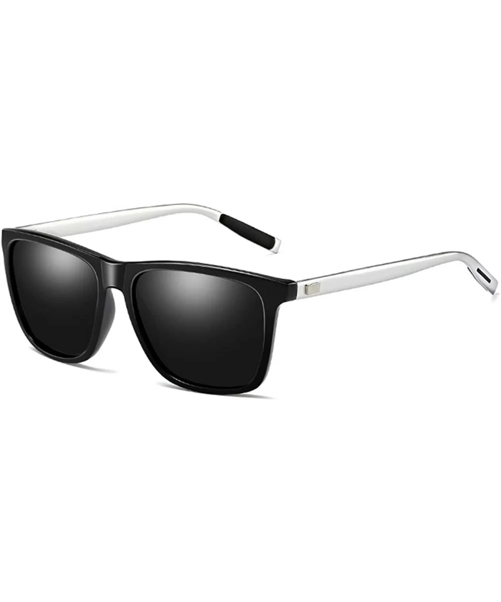 Polarized Sunglasses for Men Women-Classic Style- Aluminum Frame UV Protection 8078 - Silver - CR198QW325Q $6.74 Square