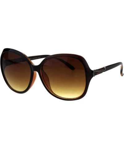 Round Square Sunglasses Womens Designer Style Classy Shades UV 400 - Brown (Brown Gradient) - CR18I9QZK04 $7.65 Round