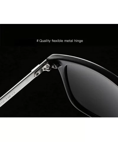 Polarized Sunglasses for Men Women-Classic Style- Aluminum Frame UV Protection 8078 - Silver - CR198QW325Q $6.74 Square